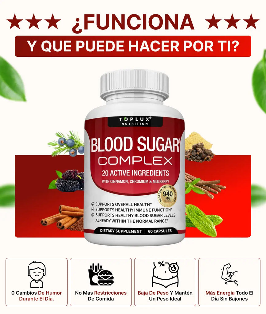 BLOOD SUGAR X 60 CAPSULAS PARA ALIVIAR AZÚCAR INESTABLE, SOBRE PESO Y MENOPAUSIA