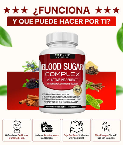 BLOOD SUGAR X 60 CAPSULAS PARA ALIVIAR AZÚCAR INESTABLE, SOBRE PESO Y MENOPAUSIA